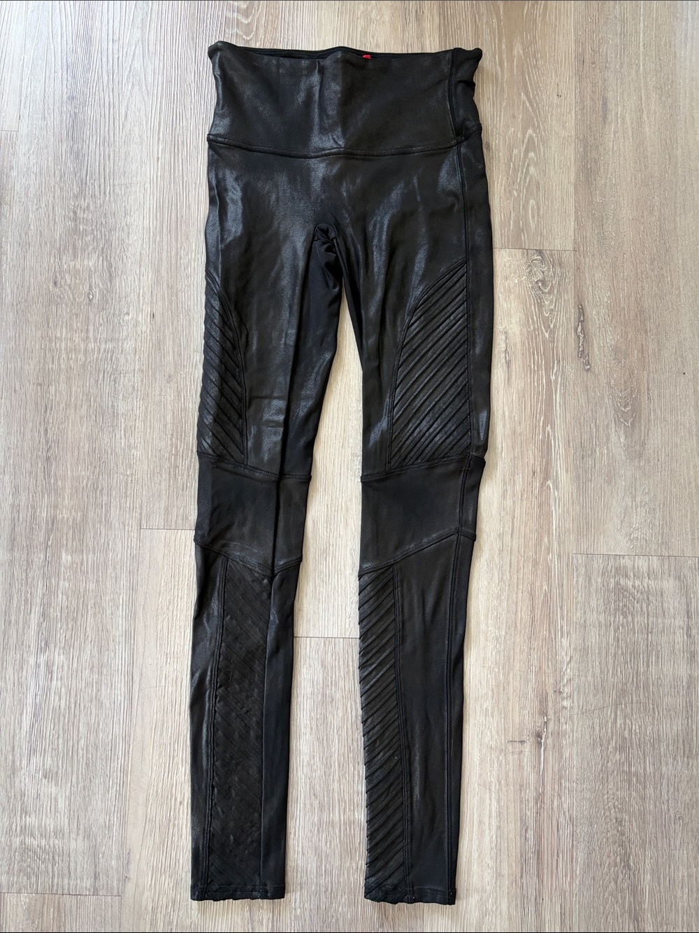 SPANX Black High-Waist Moto-Style Leggings